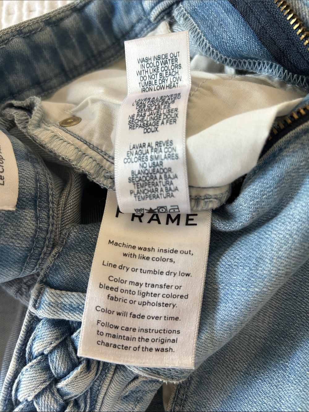 Frame Denim Braided Waist Light Blue Le Crop Mini Boot Jeans Size 24 - Picture 8 of 11